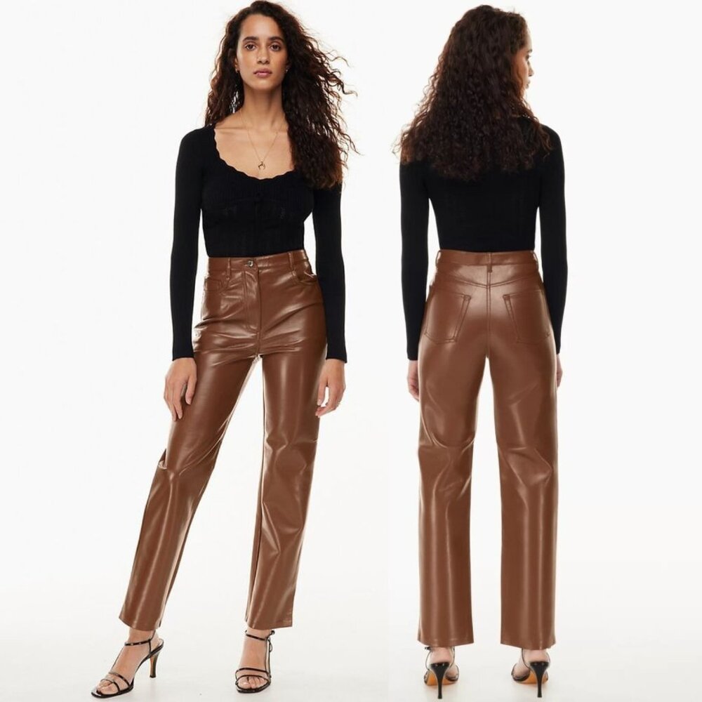 Aritzia Wilfred Melina Leather Pant - Chestnut Brown​​​​ - Size 6